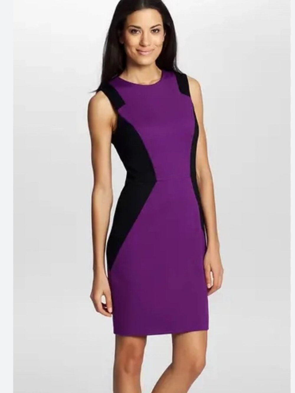 Cynthia Steffe Purple & Black Colorblock Bodycon Sheath Dress size 6 LIKE NEW